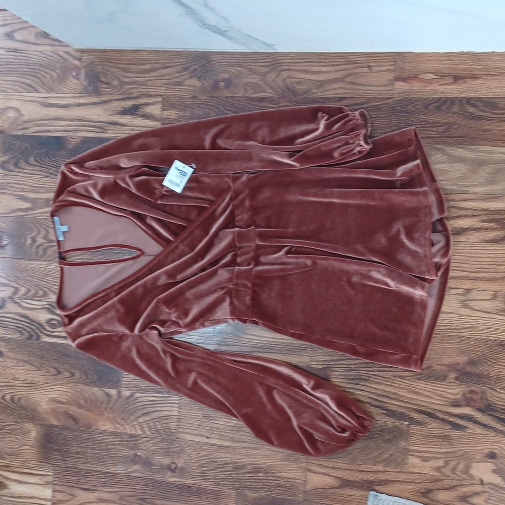 Velvet copper orange romper